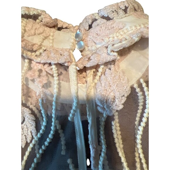 Nanette Lepore Sheer Pink Bella Donna Dress 12 Lace Boho Coquette Embrodery - Picture 10 of 10
